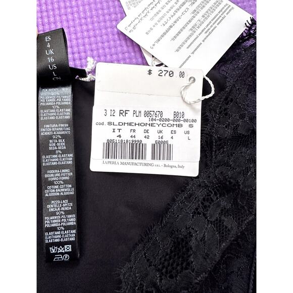 $270 La Perla Briefs Black Sz L Lace Underwear Panties Honeycomb Shadows Large - Picture 5 of 8